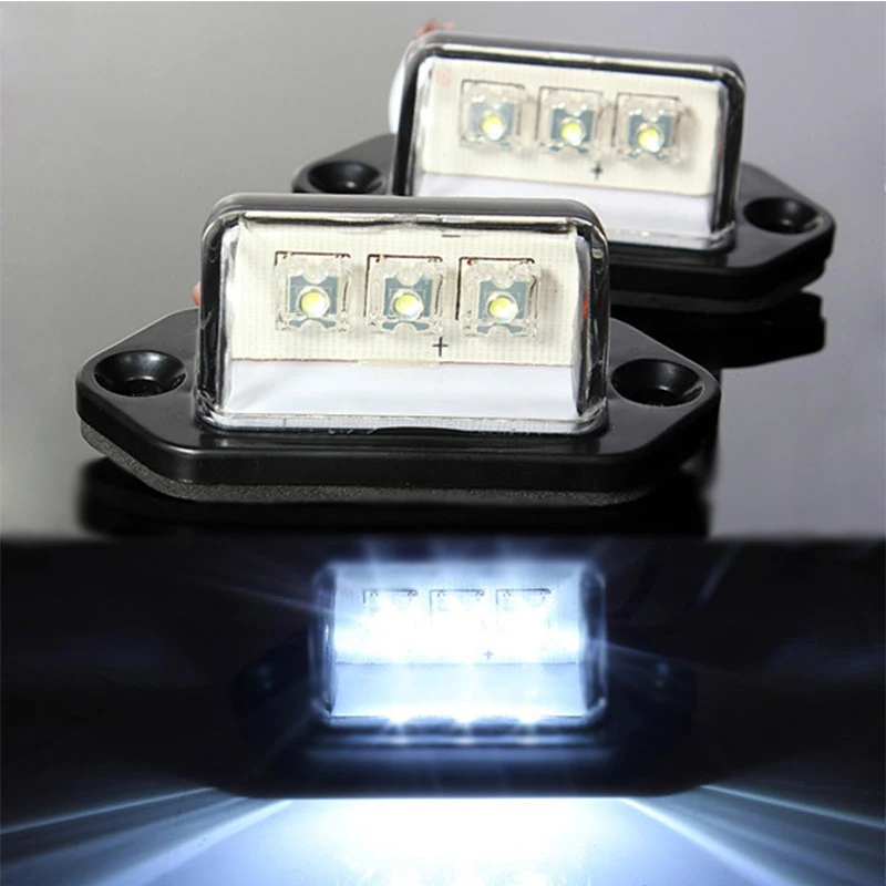 

1Pair 3LED Number Plate Lights 12V Truck Trailer White License Plate Light
