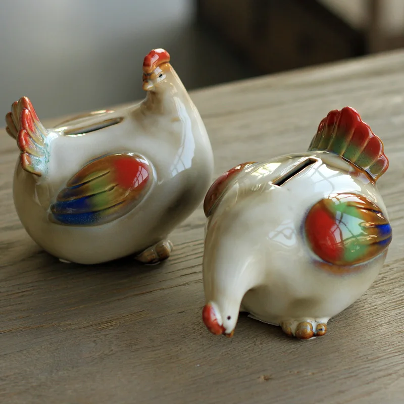 Den furnishings furniture home decorations ornaments wedding gift ceramic piggy rooster hen two sets |