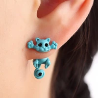 1 pair fashion creative lovely sweet animal cartoon cat earrings accessories kitten jewelry stud earrings for women girls