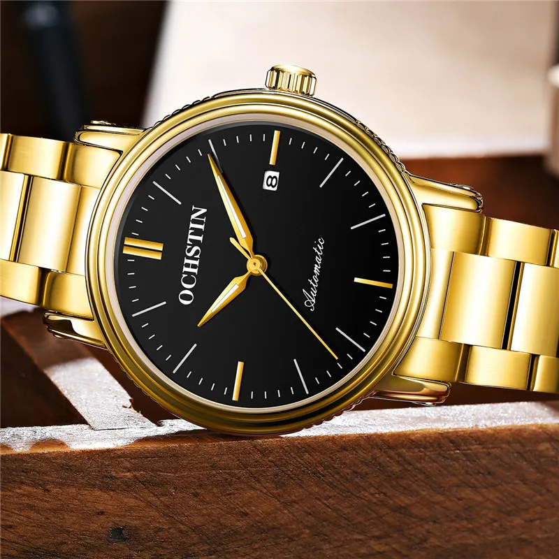 Автоматические механические мужские часы Oubaoer часы-скелетоны из нержавеющей