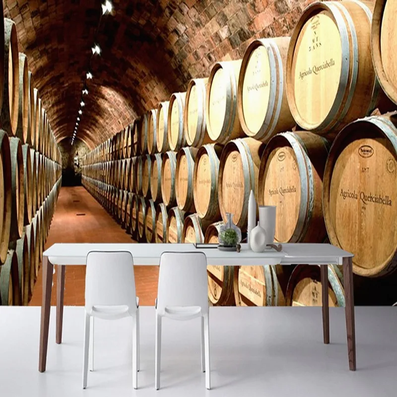 Пользовательские 3d росписи деревянный бочонок Стиль Ретро винный погреб туннель