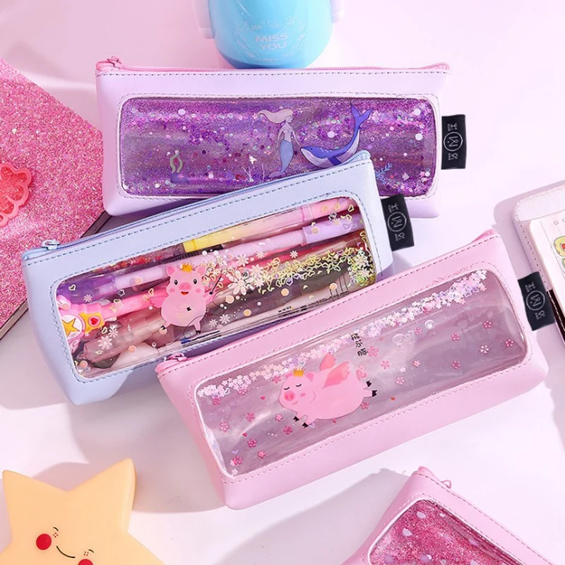 Прозрачный пенал для карандашей креативный масляный наждачный бумажный