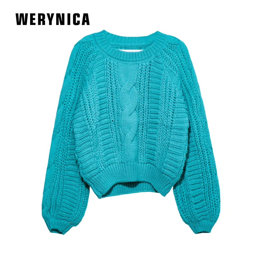 Werynica Women Sweaters Warm Pullover And Jumpers Crewneck Twist Pull Autumn 2019 Knitted | Женская одежда
