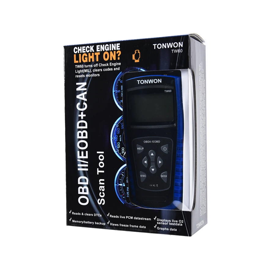 BEST New Arrival TONWON TW60 Full OBDII/EOBD Diagnostic OBD2 Scanner Tool Works On Most OBDII Compliant USA Vehicles Since 1996 |
