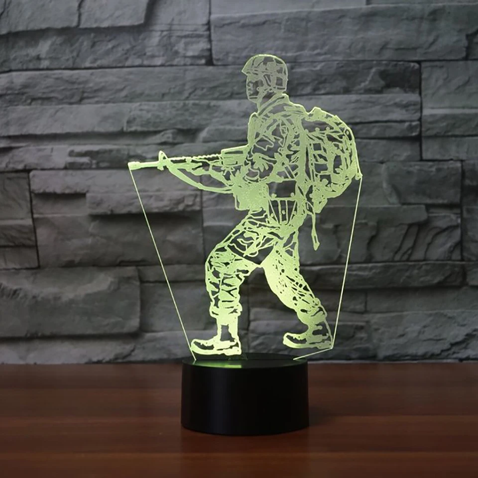 3D визуальный светодиодный ночной Светильник беговые воин Usb Спальня ночники 7