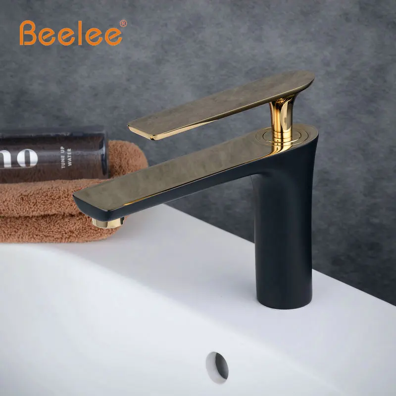 Beelee хромированный черный и золотой смеситель для ванной комнаты раковины Griferia