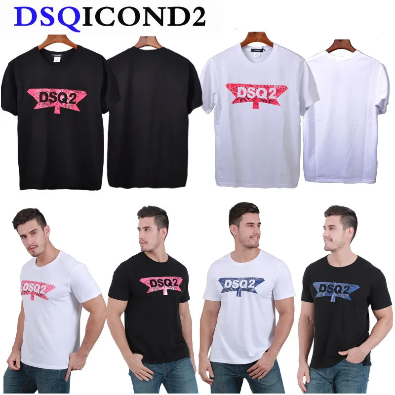 Брендовые Новые повседневные футболки DSQICOND2 DSQ2 топы с принтом DSQ мужские и