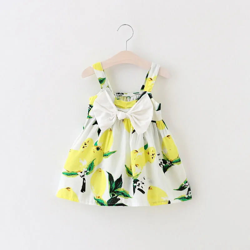 Милый Летний цветочный сарафан с принтом лимона для маленьких девочек|dress dress