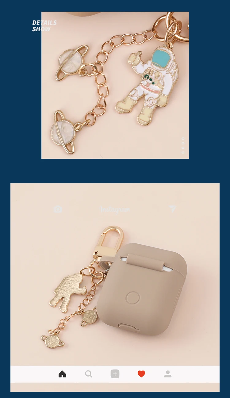 Космический космонавт, космонавт, защитный чехол для Airpods, чехол, аксессуары, Bluetooth, силиконовый чехол для наушников, брелок для ключей