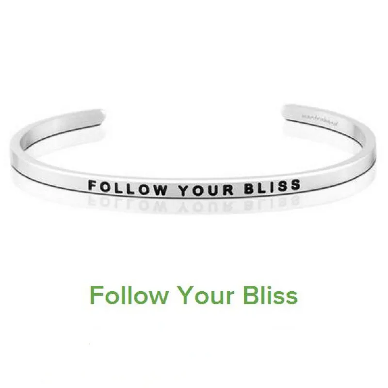 Love Bracelet New Stainless Steel Engraved Positive Inspirational Quote Hand Stamped Cuff Bangle For Women Best Gifts | Украшения и
