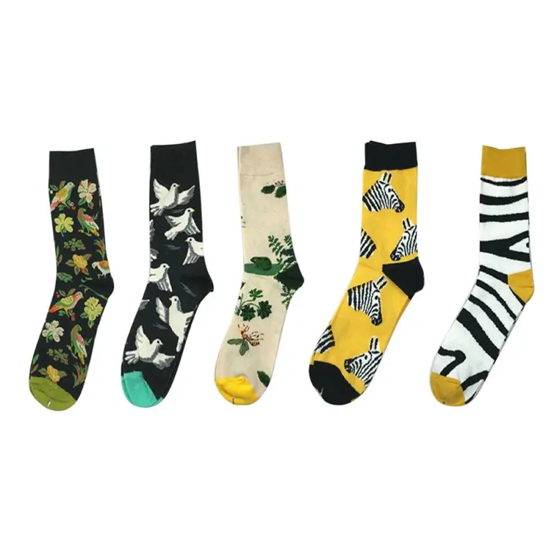 

Causal Cotton Men's Socks Match Long Tube Socks Harajuku High Quality Soft Color Socks Striped Printed Socks