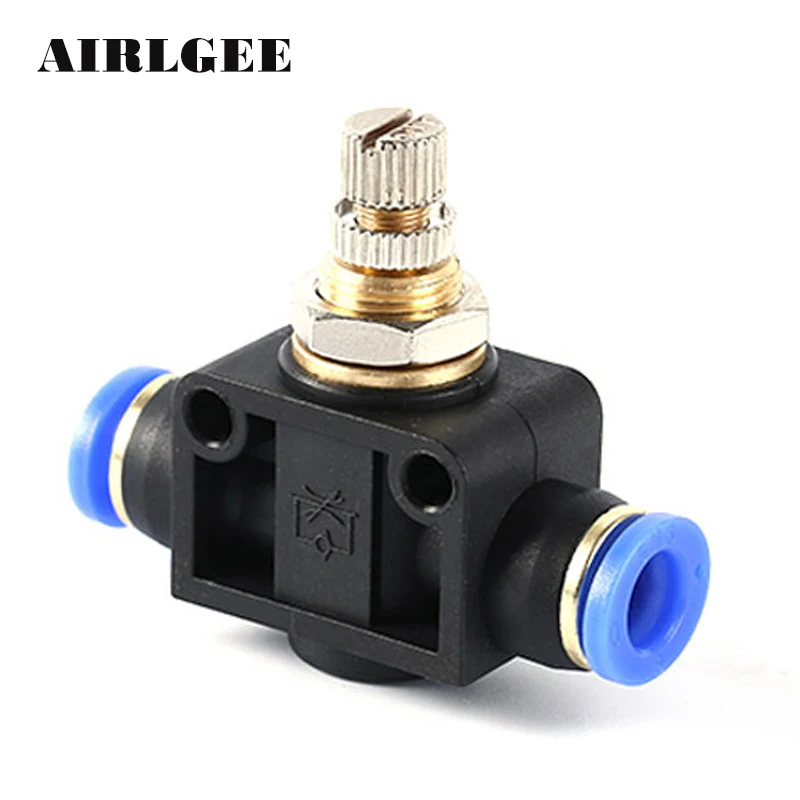 Pneumatic 2Way Air Flow Speed Controller 4mm 6mm 8mm 10mm 12mm OD Tube Adjustable Quick union fittings Throttle Valve | Обустройство