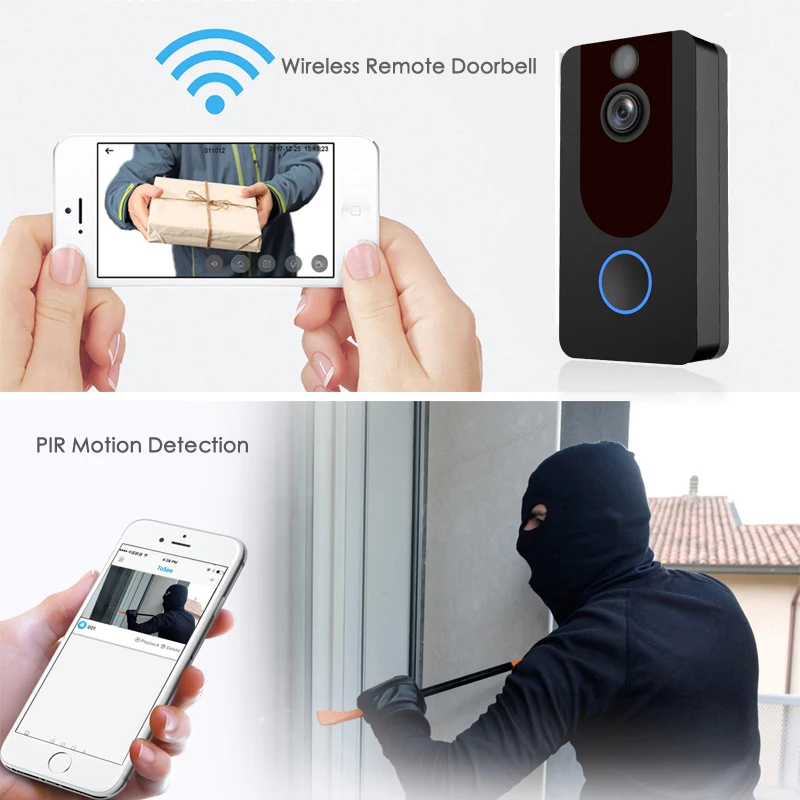 ZWN V7 HD 1080P умный Wi Fi Видеозвонок камера визуальный домофон с сигналом ночного
