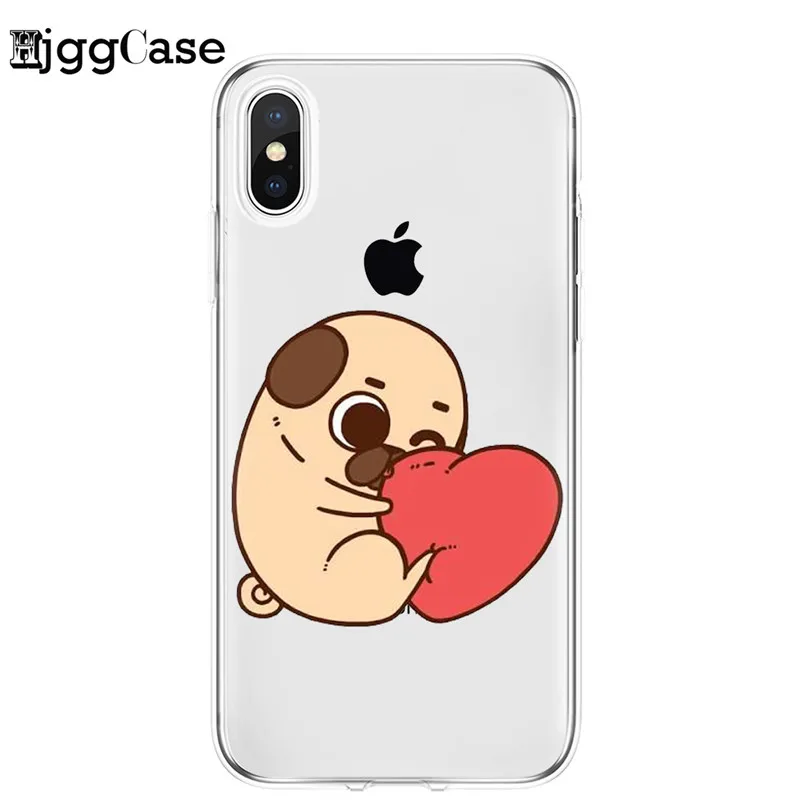 Мягкий силиконовый чехол для iPhone 11 12 Pro XS Max X XR с милым щенком Мопсом телефона