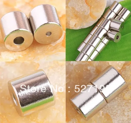 Cylinder Magnetic Clasps 5MM x Rhodium Strong Magnetism Jewelry Findings |