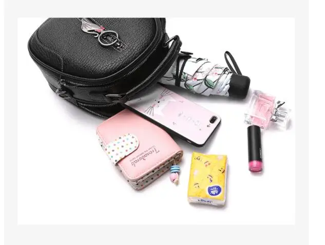 High Quality solid PU Leather Women Bag Ladies Crossbody Messenger Shoulder Bags Vintage Handbags kitten ornaments FC-98