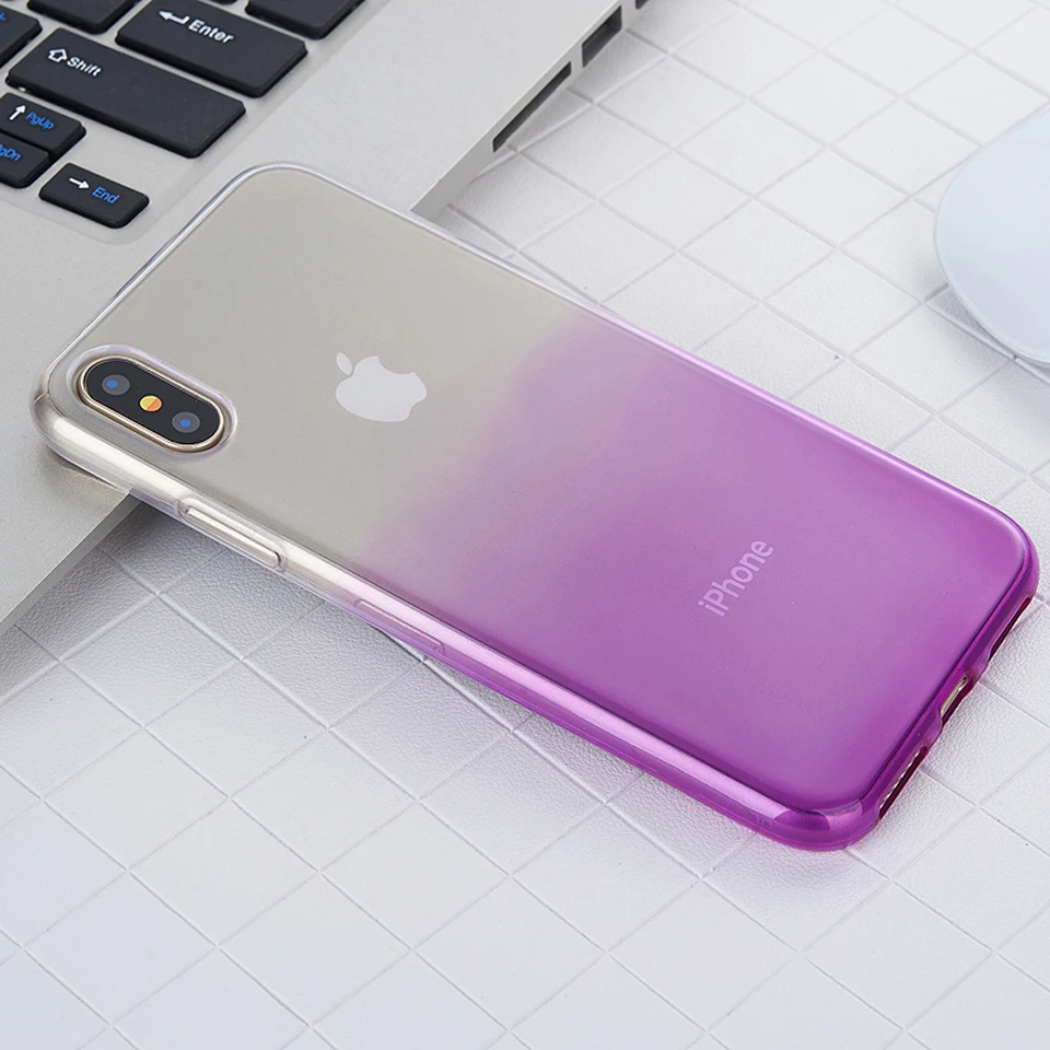 Градиентный Радужный ТПУ чехол для iphone X 6 6s 7 8 Plus LG G5 G6 G7 V10 V20 V30 K8 K10 2017 Q6 Q8