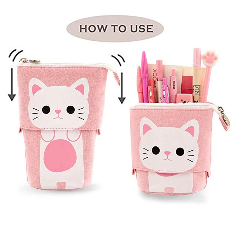 Милый чехол для карандашей на молнии милый в виде кошки рандомная детская сумка