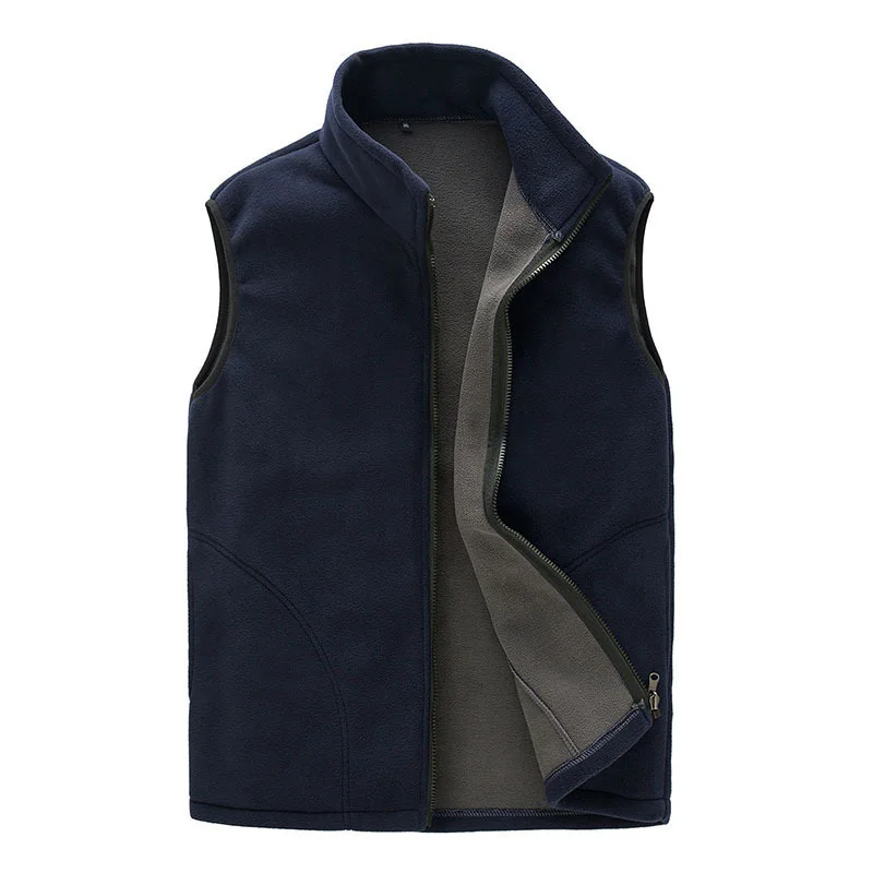 

outdoor Mens Winter Fleece hiking Vest Thick Warm Solid color sleeveless jacket male zipper Waistcoat Thermal camping Outwear