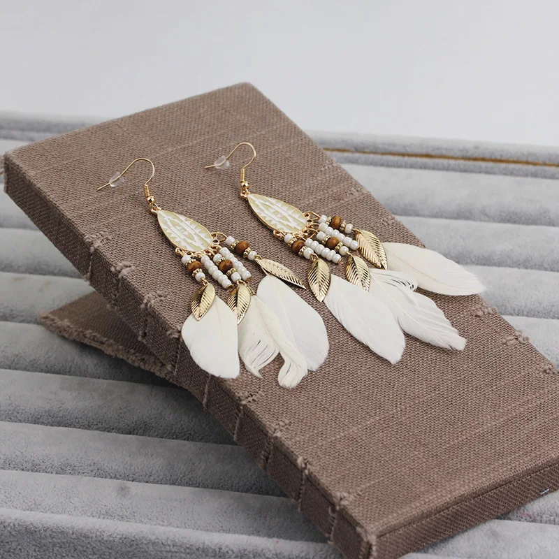 Длинные серьги Bijoux подарок себе модные перо Для женщин богемный Этническая
