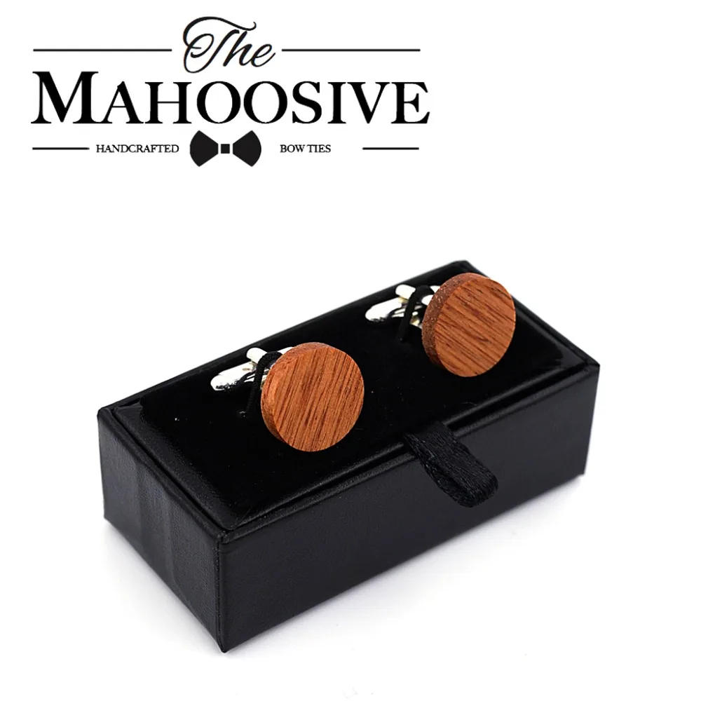 MAHOOSIVE Wooden Cufflinks Wedding Groom Anchor Shirt Cufflinks For Mens Casual Cuff Link with Gift box