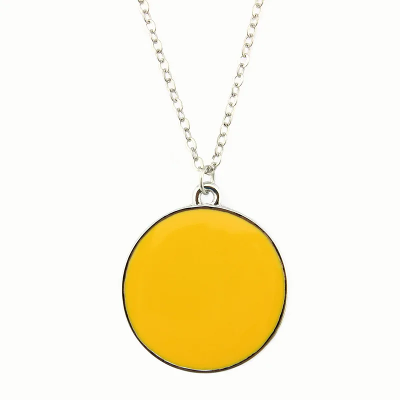 

ZWPON Hot Fashion Geometric Round Enamel Disc Necklace Chain Long Necklace Simple Jewelry Wholesale