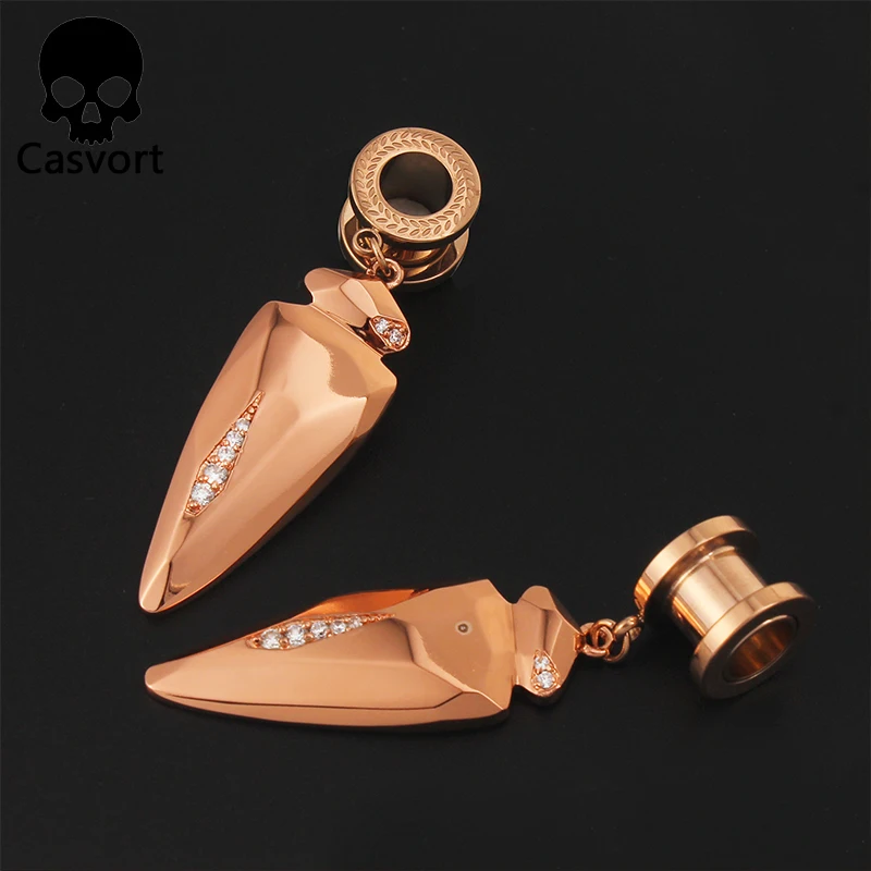 Женские серьги с фианитом Casvort современные из розового золота ювелирные