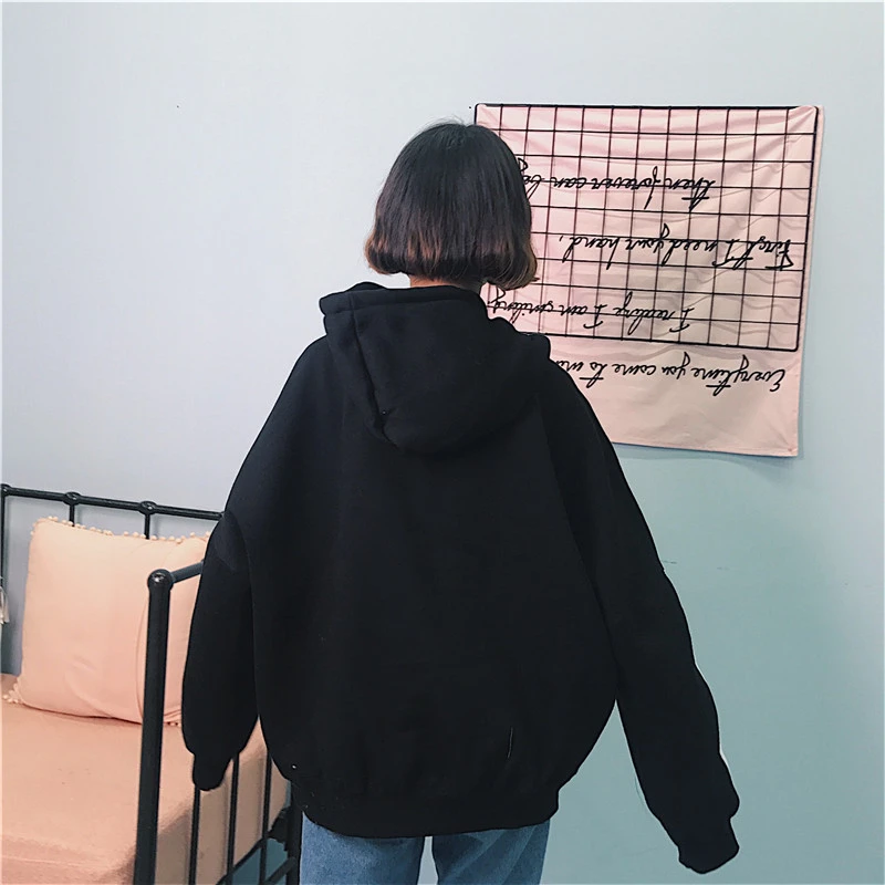 

2018 Winter New Fashion Women Plus Size Long sleeve Loose Casual Thick Big Pocket Hooded Cute Style Top L0120