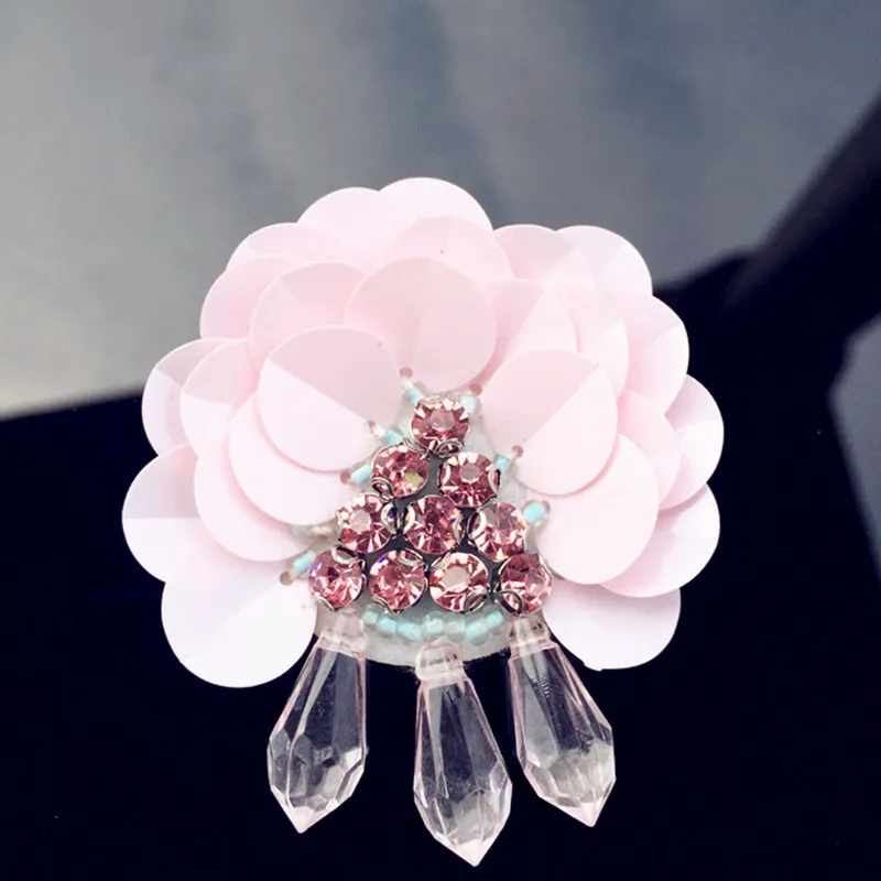1 шт. хрустальные сверла розовые блестки бусины Цветок Патчи пришить стикер
