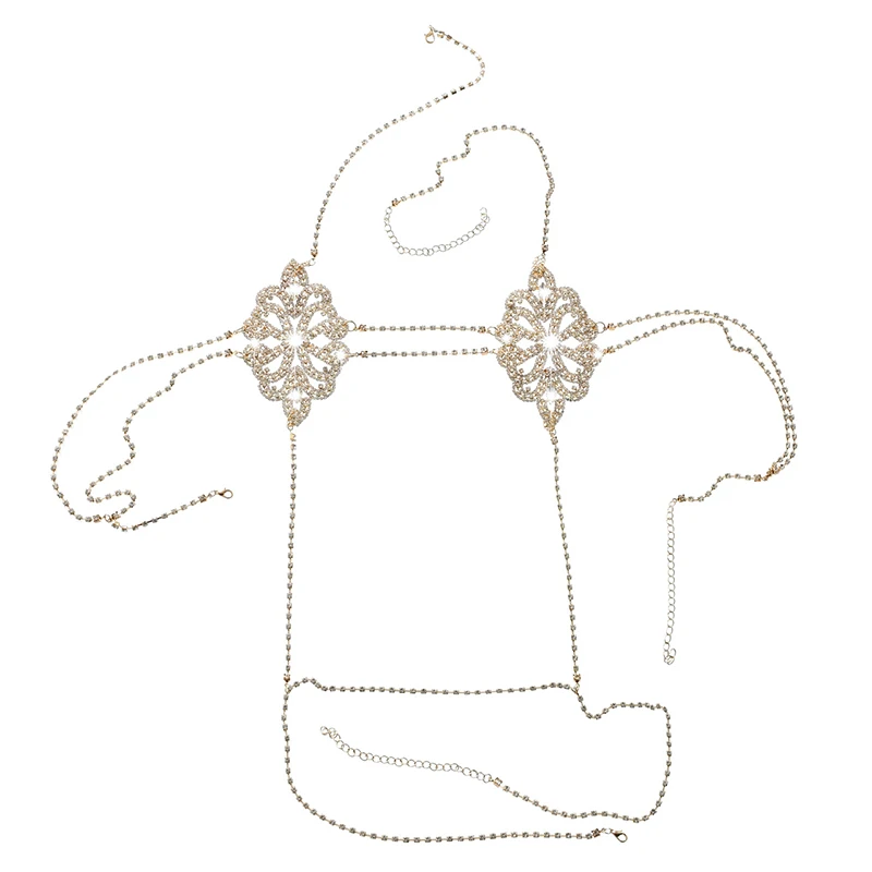 2019 Fashion Statement Jewelry Flowers Sexy Body Necklace Chain Bra Summer Boho Luxury Brassiere Women With Git Box | Украшения и