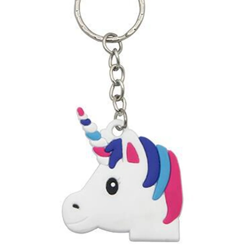 

Fashion Keychain PVC Rubber Unicorn Key Chain Ring Woman Bag Charms Car Key Holder Creative Cartoon Wedding Gift Party Trinket