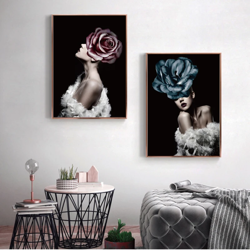 Abstract Flower Avatar Girl Printed Canvas Painting Wall Art Prints Modern Style Cuadros Poster Home Decoration Photo pop | Дом и сад