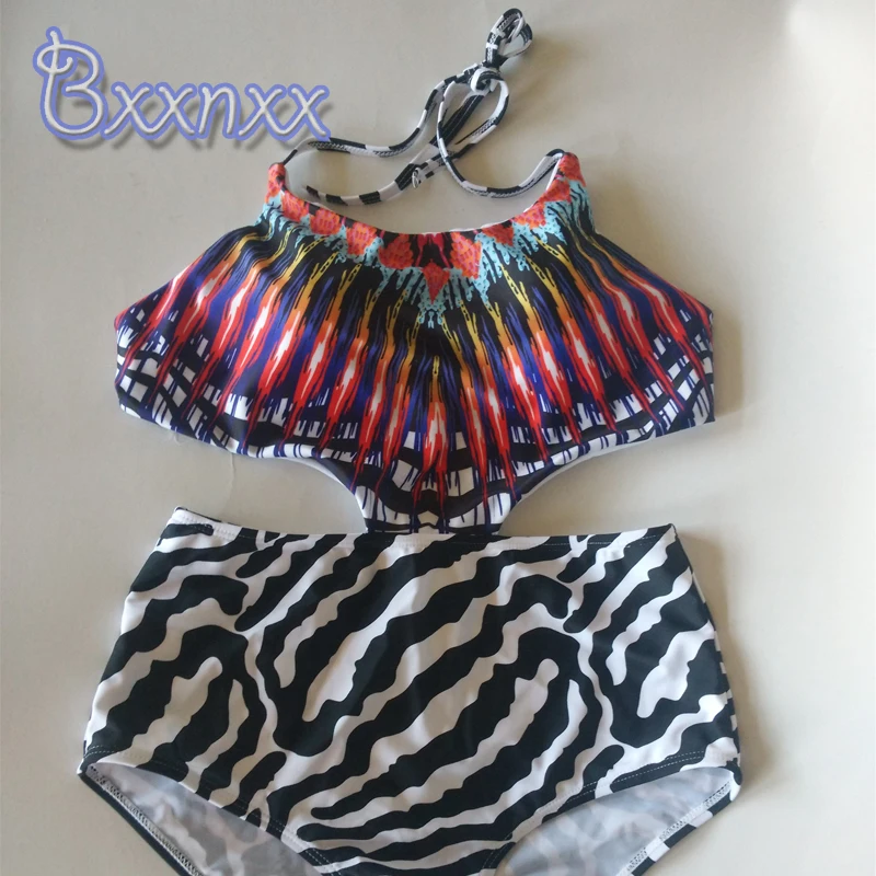 2016 Старинные Печати Племенной One Piece Купальник Женщины Высокого Среза Монокини