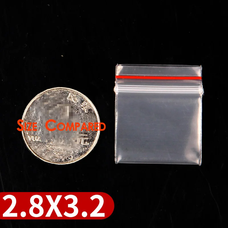 Red Edge 2.8x3.2CM Красное голубое обрамление толстом каблуке прозрачные пакеты с застежкой zip-lock небольшой Пластик мешок с застежкой-молнией 100 шт. несколько Размеры Ziplock таблетки расфасованный по пакетам - Цвет: Red Edge 2.8x3.2CM
