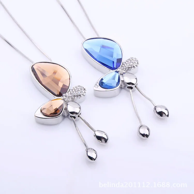 Классическое длинное ожерелье с бабочкой и кисточкой женская бижутерия Новая