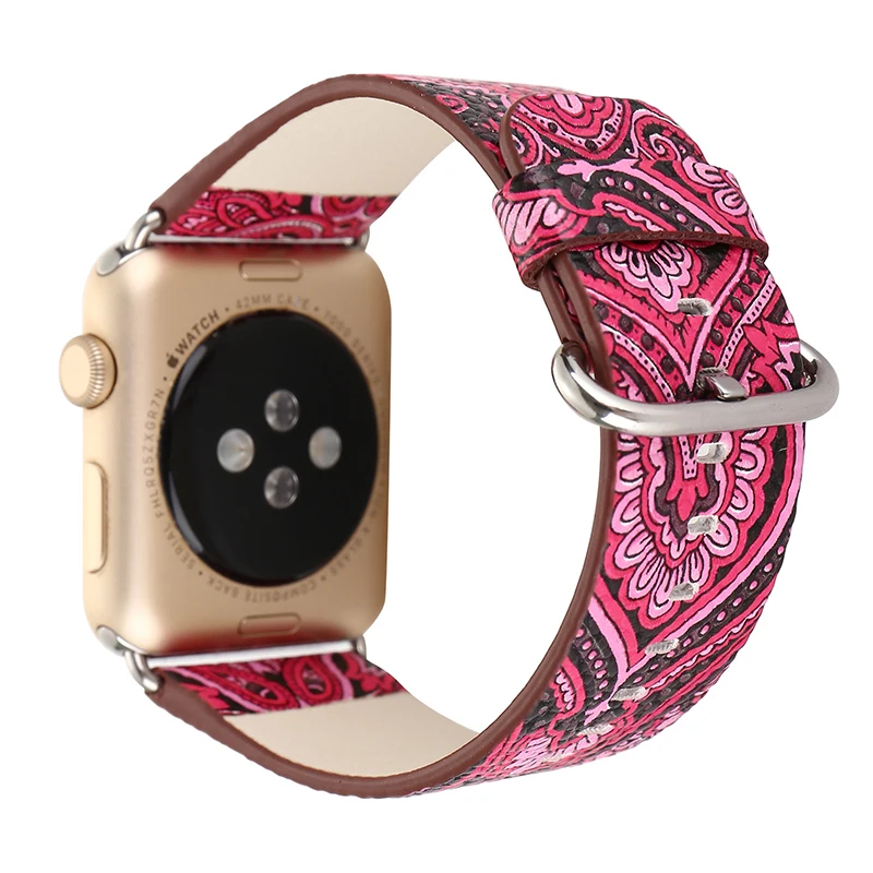 

For Apple Watch 4 Bracelet National Styles Paited Leather Watch Band For Apple Watch Series 1 2 3 38-42mm Watch Strap Watchbands