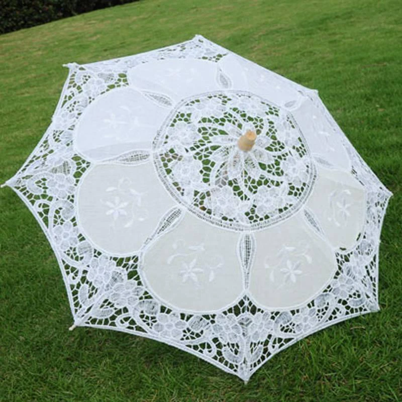 Винтажный кружевной зонт от солнца для свадьбы украшение фотография белый