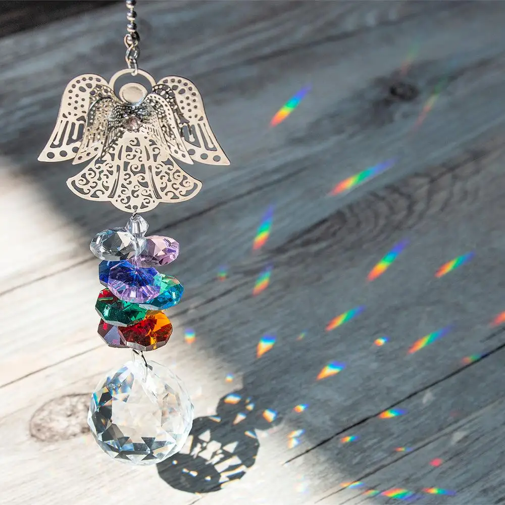 H & D Хрустальный Ангел окно Ловец снов коллекция Chakra бисер Suncatcher домашний декор