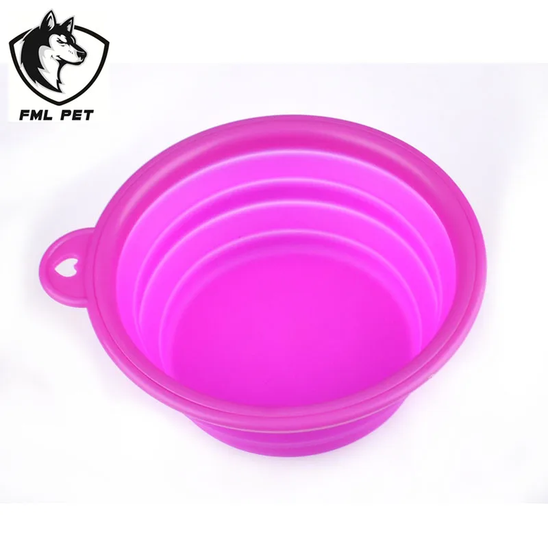 Портативная Складная миска для домашних животных одноцветная из силикагеля