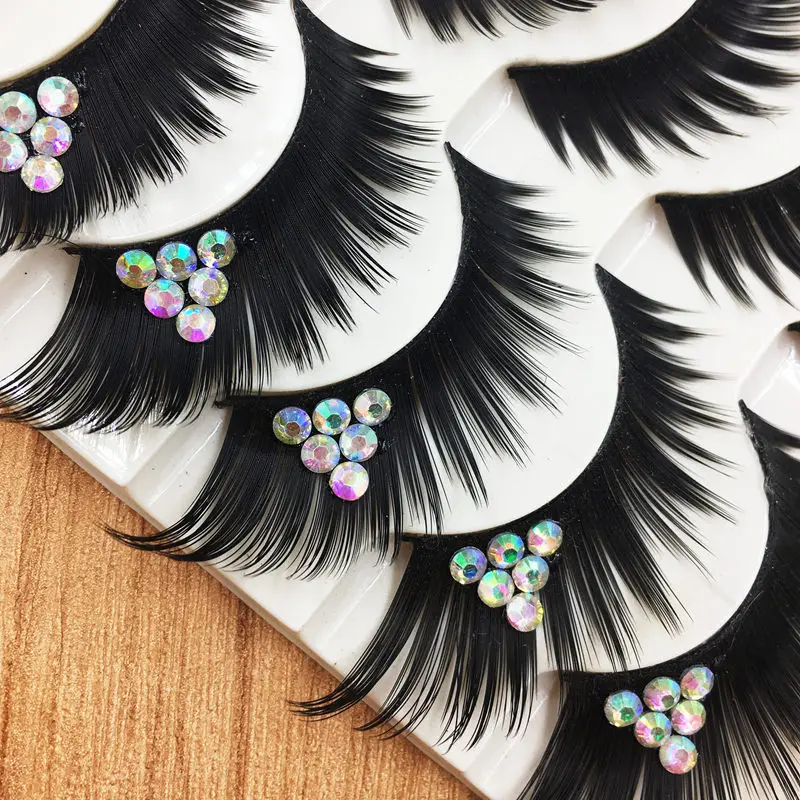 YOKPN 5 пар блестящие накладные ресницы Преувеличение ручной работы мерцающие
