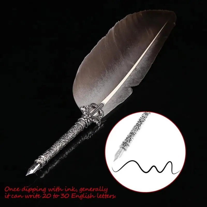 English Calligraphy Feather Dip Pen with 5 Nibs Writing Ink Set Stationery Quill Pen Gift Box