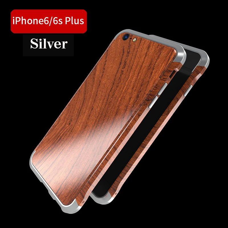 Для iPhone 6 6S Plus чехол Роскошный аксессуар алюминиевая металлическая рамка+ натуральная древесина Броня защитный противоударный задний Чехол для телефона чехол