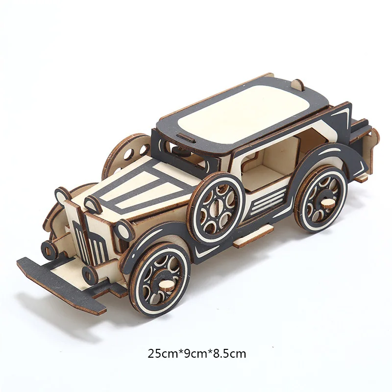 Multicolor Wooden 3D DIY Sports classic Car Puzzle Model Bus Building Kits Toy SUV Motorcycle Gift for Kids | Игрушки и хобби