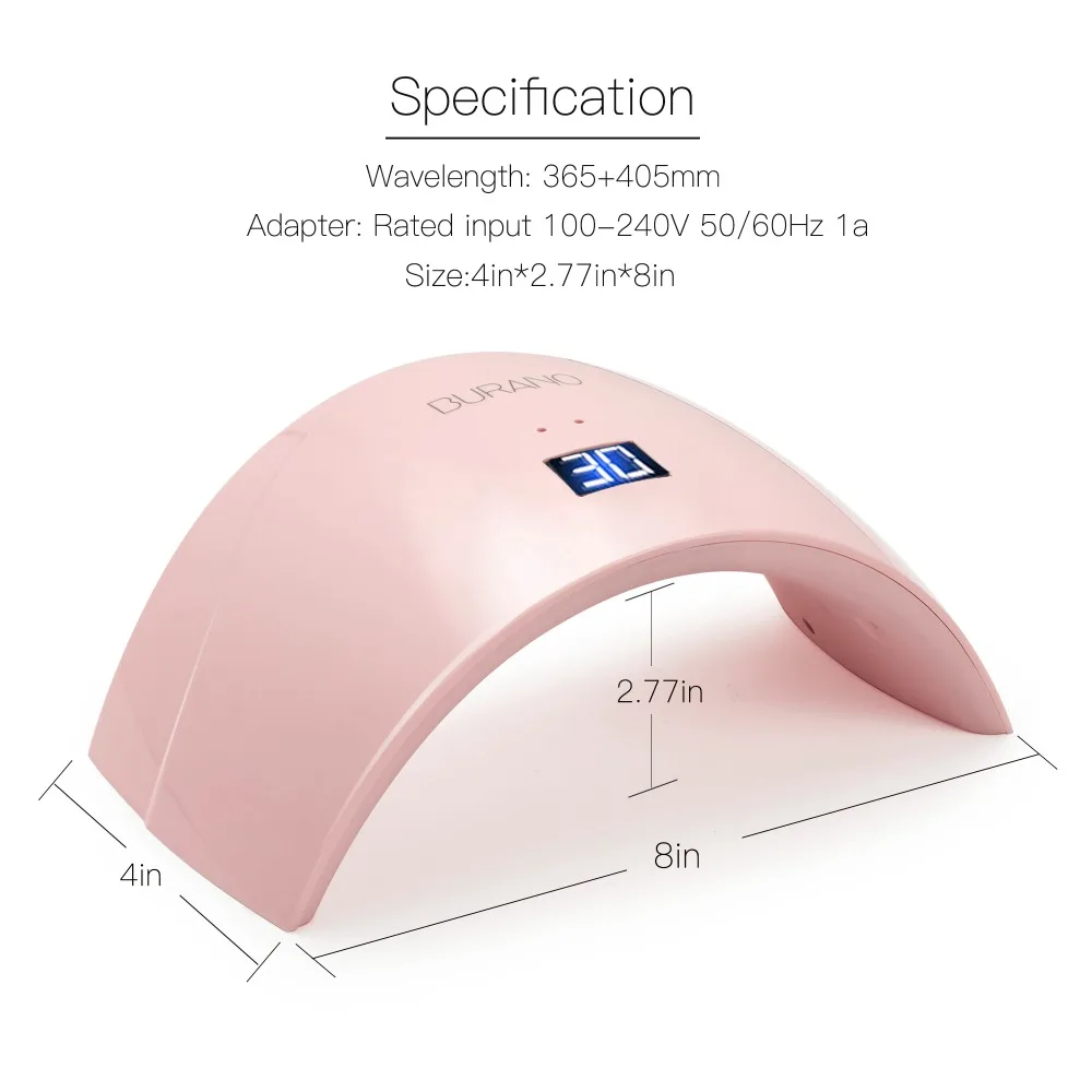 Бурано 24 Вт УФ светодиодный Гель лак лампа для ногтей Сушилка отверждающий свет