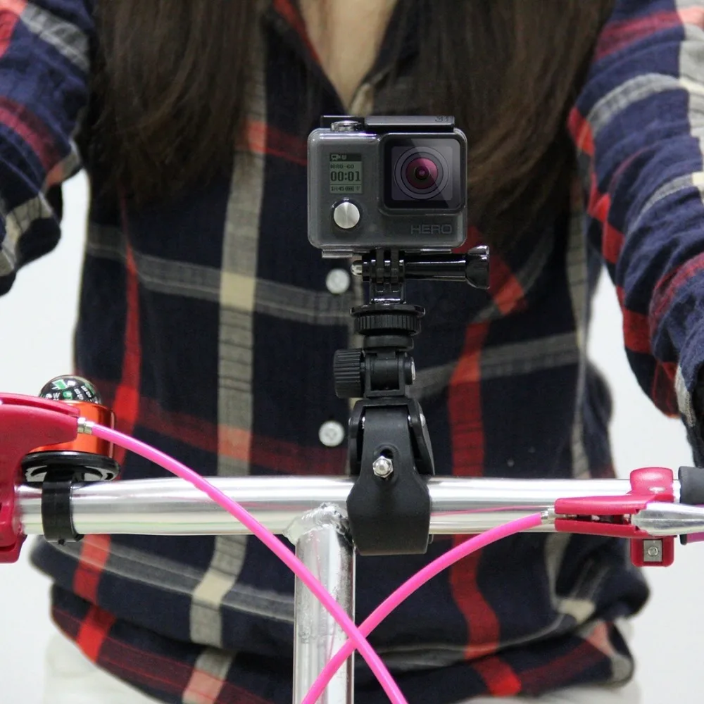 Черный держатель на руль мотоцикла или велосипеда с креплением для штатива и