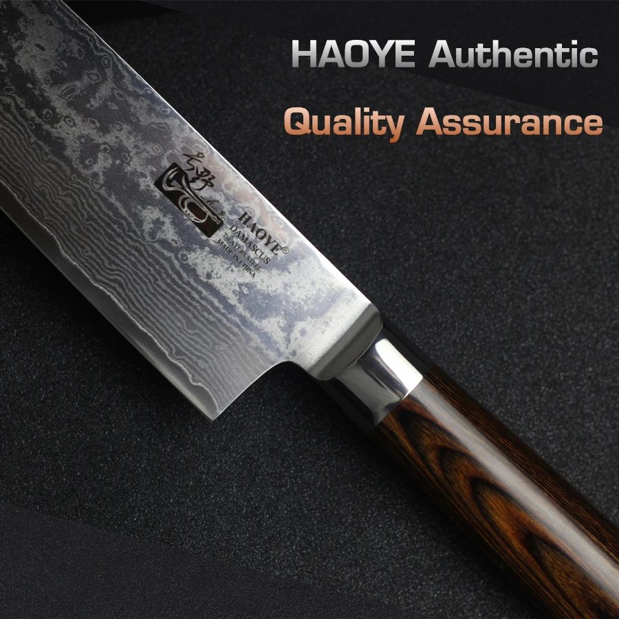 HAOYE 7-дюймовый дамасский нож сантоку японский кухонный кулинарный для