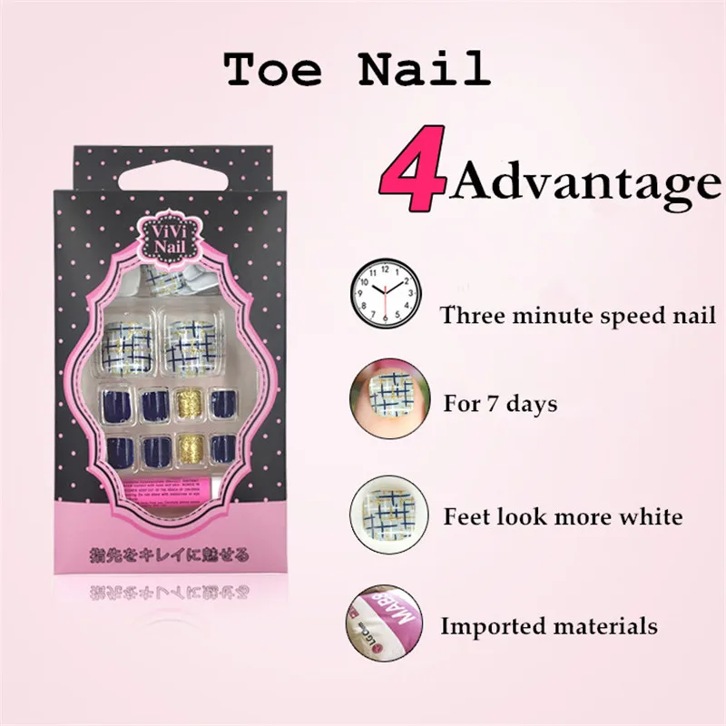 Блестящий Носок дизайн ногтей красочные накладные ногти для пальцев ног полное