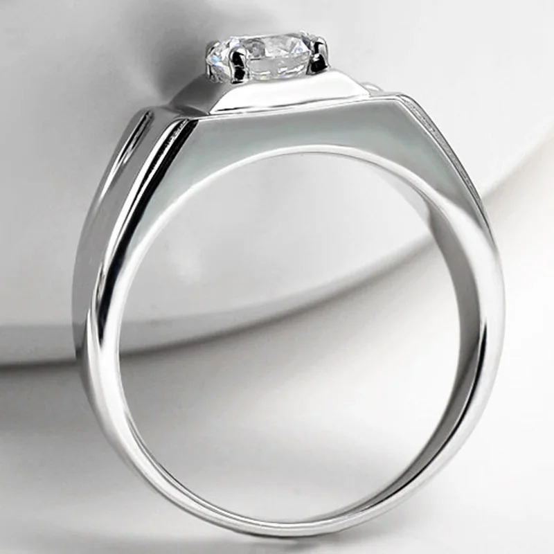 Мужские кольца из муассанита и бриллианта чистого белого золота 14 к мужские с