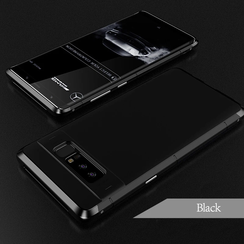 360 противоударный защитный чехол для samsung Galaxy Note 8, чехол s 2 в 1, алюминиевый металлический бампер+ жесткий чехол из поликарбоната