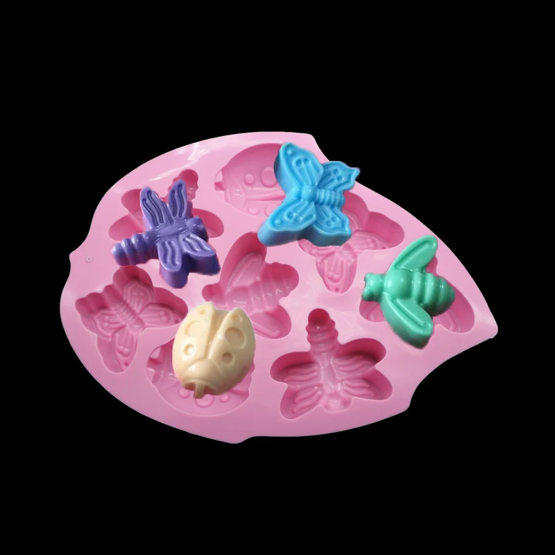 8 отверстий бабочка пчела насекомое Божья коровка конфеты силиконовая форма
